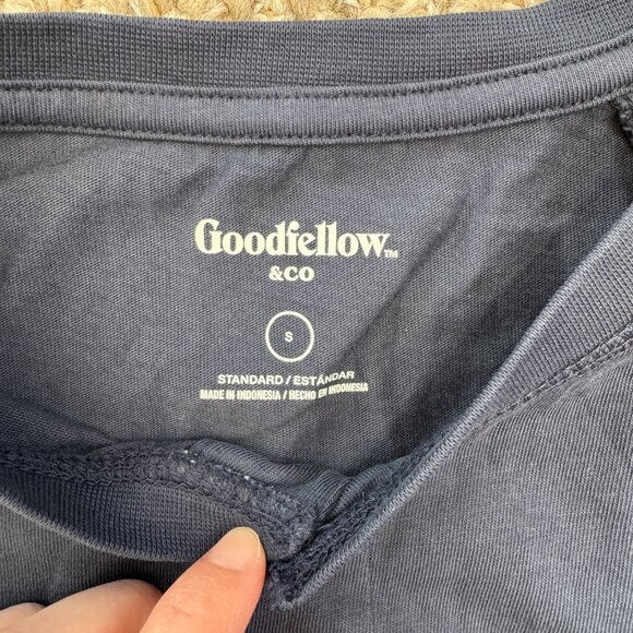 Goodfellow Men's Solid shirt button Cotton Navy S - Picture 2 of 6